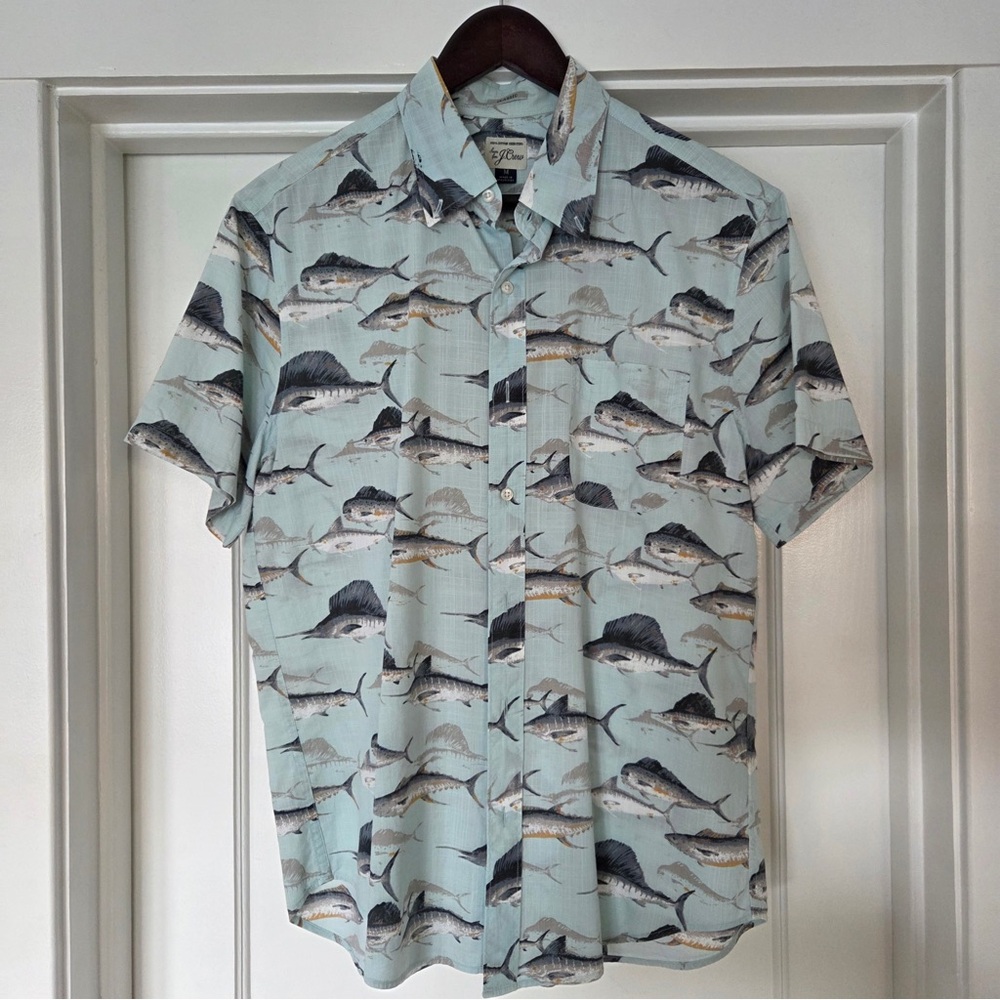 J.Crew Short Sleeve Button Down Shirt | Fish Print | M